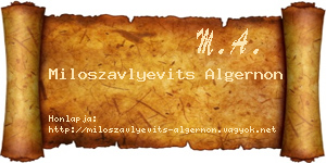 Miloszavlyevits Algernon névjegykártya